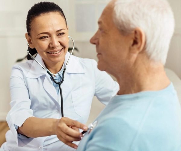 doctor checking up mild pneumonia doctor checking up mild pneumonia